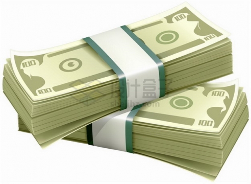 两沓绿色的美元钞票纸币png图片素材