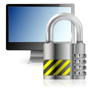 电脑显示器和密码锁电脑密码安全配图图片免抠矢量图
