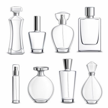 8款半透明化妆品香水瓶玻璃瓶png图片免抠eps矢量素材
