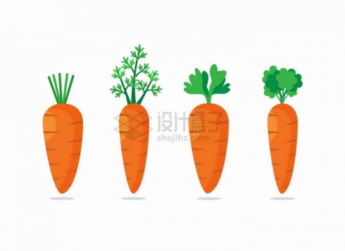 4款带叶子的卡通胡萝卜png图片免抠eps矢量素材