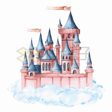 水彩画风格美丽的童话城堡png图片免抠矢量素材
