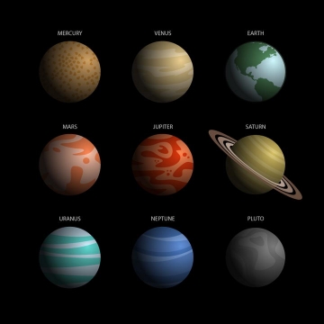 简约风格太阳系九大行星天文科普图片免抠素材