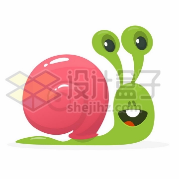 可爱的卡通绿色蜗牛png图片免抠矢量素材