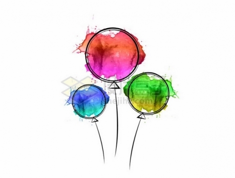 彩色泼墨风格气球图案654232png图片素材