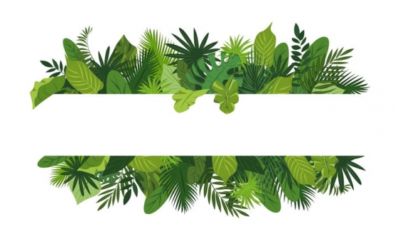 绿色树叶组成的上下两部分文本框标题框图片免抠素材