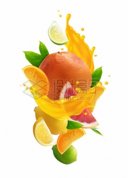 橙子柠檬和橙汁果汁185433png矢量图片素材