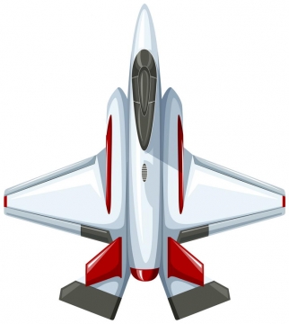 卡通风格的战斗机飞机俯视图图片免抠素材