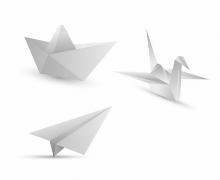 折纸船千纸鹤和纸飞机png图片免抠矢量素材