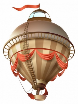 蒸汽朋克风格的热气球氢气球png图片免抠矢量素材