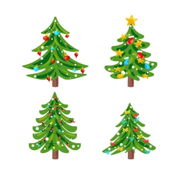 四款卡通风格圣诞节圣诞树图片免抠素材