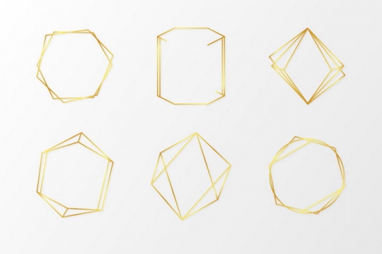 6款金色线条组成的立方体图案图片免抠素材