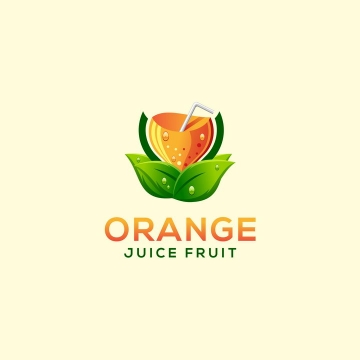 彩色橙汁树叶logo设计方案图片免抠素材