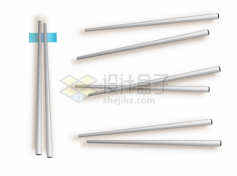 4款不同造型的不锈钢筷子527050png图片素材