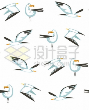 十二款手绘风格海鸥信天翁海鸟插画526243图片免抠矢量素材