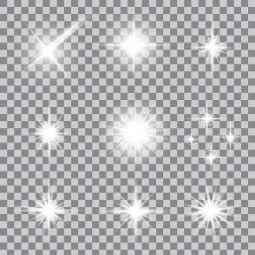 9种白色发光星光效果图片免抠矢量图