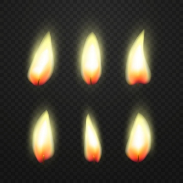 6款燃烧着的蜡烛火柴火苗png图片免抠矢量素材