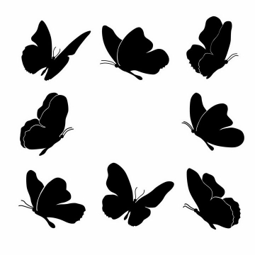 8款蝴蝶昆虫虫子剪影png图片免抠矢量素材
