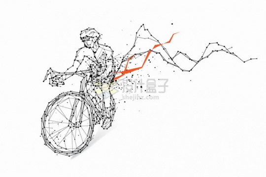 黑色点和线条组成的骑自行车图案png图片素材