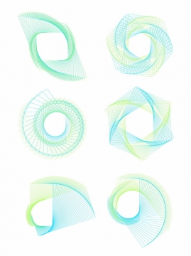 六款蓝绿色线条组成的抽象图案862823png图片素材