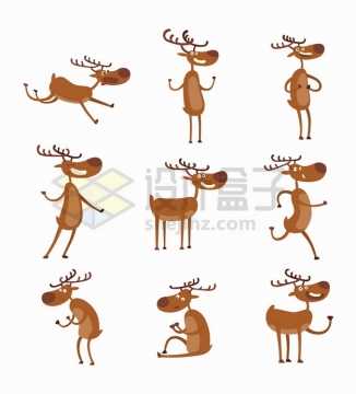 9款可爱的卡通驯鹿细胳膊细腿儿png图片素材