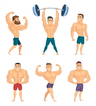 6款肌肉男健身举重健美人士免扣图片素材