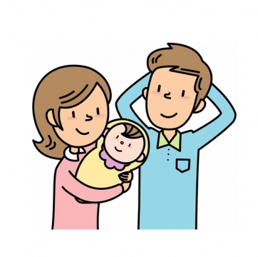 卡通妈妈和爸爸抱着宝宝png图片素材407902
