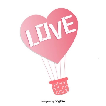 简约粉色爱心气球心形图案LOVE字体图片免抠素材