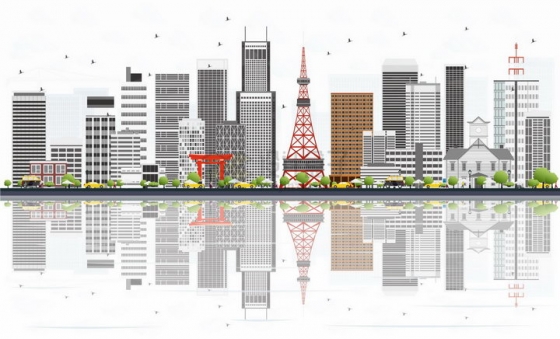 日本札幌城市天际线png图片素材