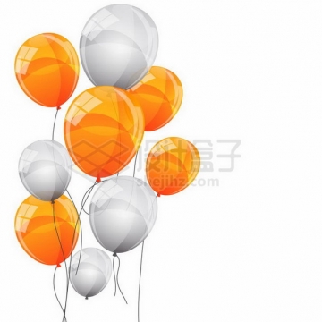 橙色和白色气球png图片免抠矢量素材