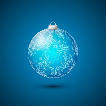 漂亮的蓝色水晶球圣诞球图片免抠矢量图