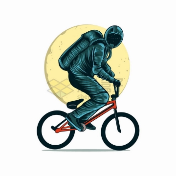 宇航员骑自行车抽象漫画插画png图片免抠矢量素材