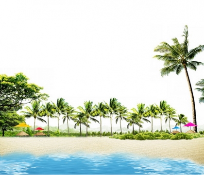 蔚蓝色大海和海滩已经椰子树旅游风景区520854png图片素材