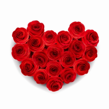 19朵红色玫瑰花组成的心形图案情人节鲜花png图片免抠矢量素材