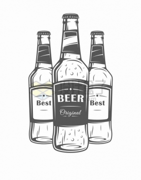 三瓶啤酒手绘漫画png图片素材