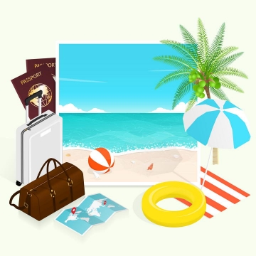 夏天热带海岛海边旅游元素装饰图片免抠素材