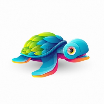 多彩色块组成的卡通海龟logo设计png图片素材