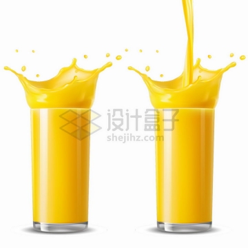 鲜榨的橙汁四处飞溅的美味果汁png图片免抠矢量素材