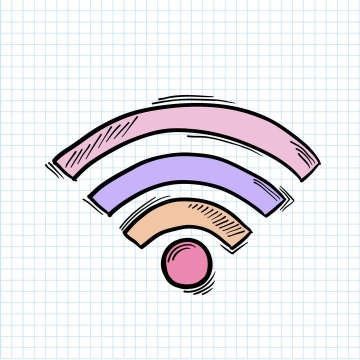 彩色手绘涂鸦风格WiFi信号符号免扣图片素材