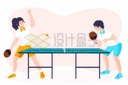 打乒乓球的年轻人扁平插画301591png矢量图片素材