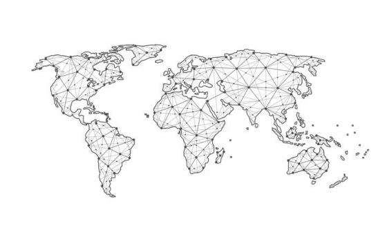 点和线组成的三角形多边形世界地图图案图片免抠矢量素材