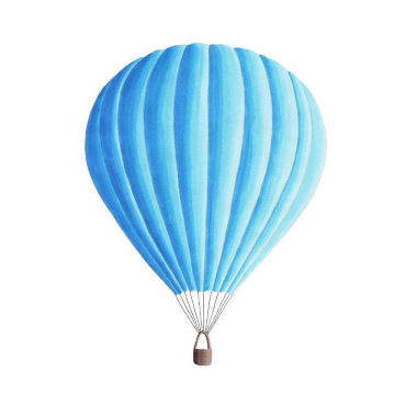 蓝色手绘风格热气球图片免抠素材