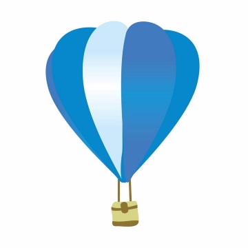 手绘简单蓝色白色相间的热气球图片免抠素材