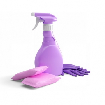 紫红色洗涤剂洗洁精和橡胶手套洗碗海绵510849png图片素材