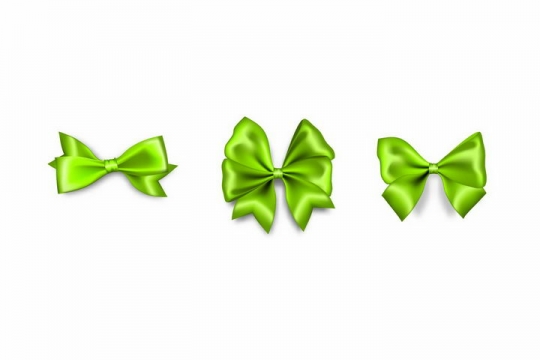 3款绿色的蝴蝶结png图片免抠矢量素材