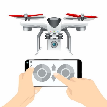 用手机遥控的带摄像头的四轴飞行器无人机航拍小飞机png图片免抠矢量素材