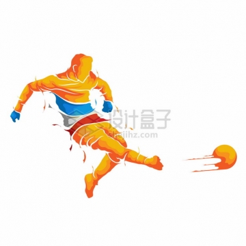彩色漫画风格踢足球的运动员866163png图片素材