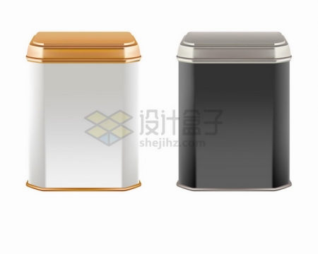 白色和黑色的方形包装盒茶叶罐png图片素材