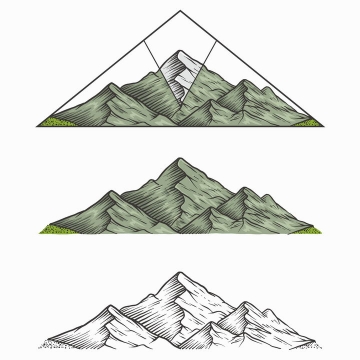 手绘线描风格大山山脉免抠矢量图素材