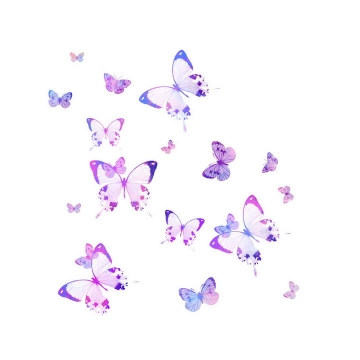 唯美风格紫色蝴蝶装饰图片免抠素材
