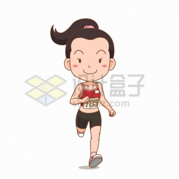 参加跑步比赛赛跑的卡通女孩插画png图片素材